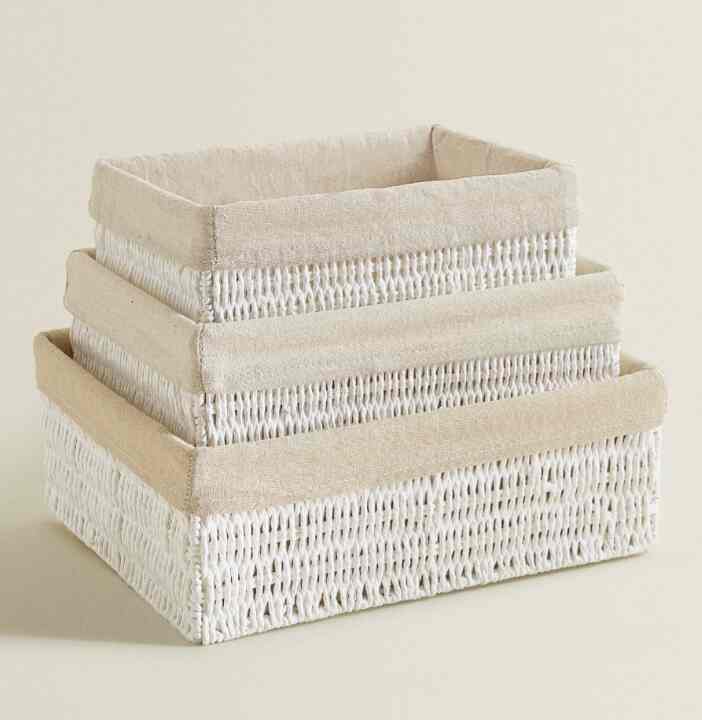 布地内張り付き 長方形 バスケット【4size】【2colors】