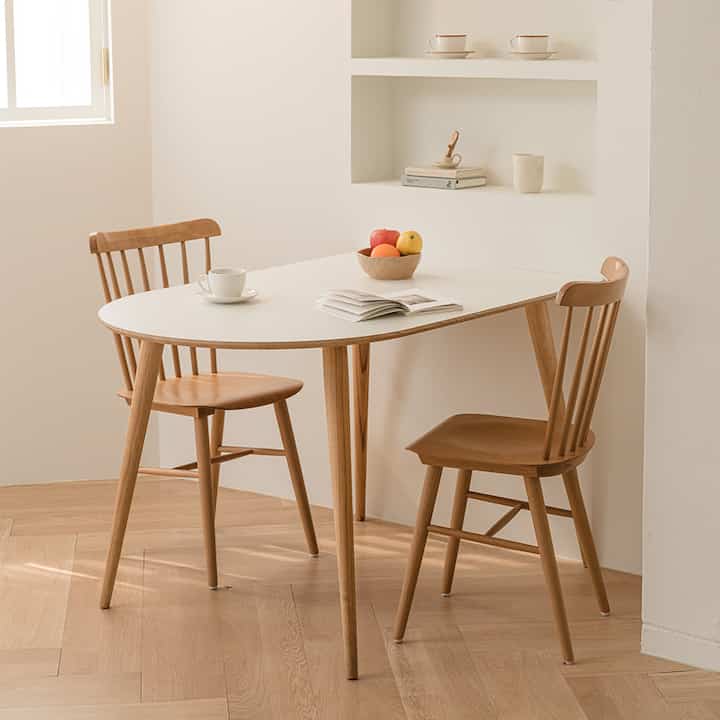 Half Oval Wooden Legs Dining Table