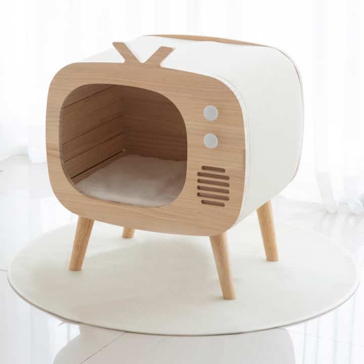 テレビ型 木製 キャットハウス／ドッグハウス［5色・２サイズ］