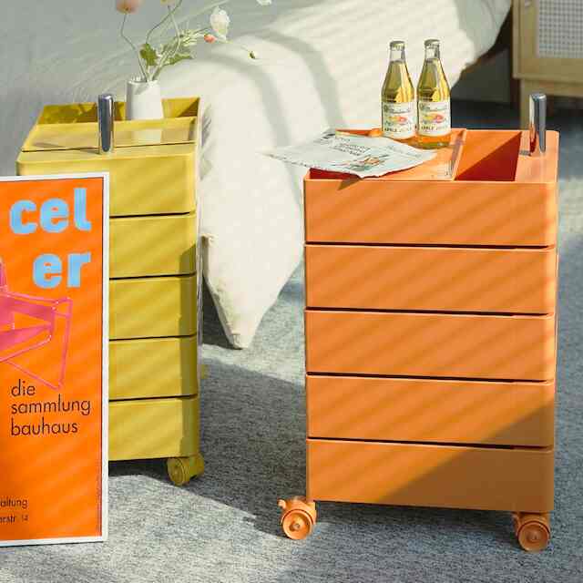 第3世代 スクエア5段キャスター付きワゴン［5色］