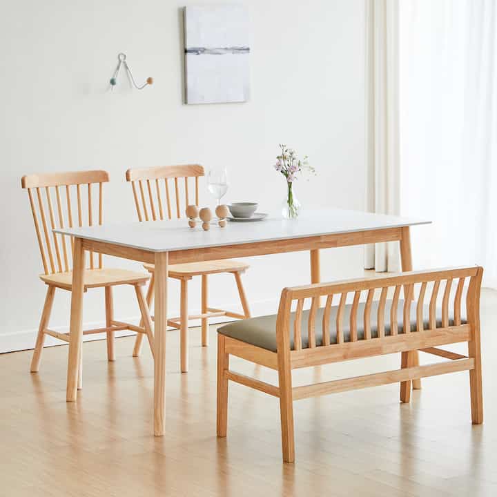 Ceramic Tabletop Solid Wood Frame Dining Table