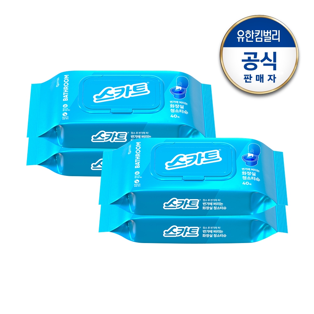 스카트 스카트 변기에 버리는 화장실 청소티슈 40매x4팩