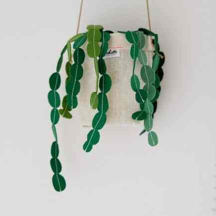 ファブリック ハンギングプラント 丸い葉