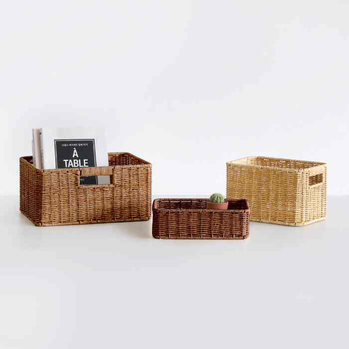 PPラタン収納バスケット［3色・3サイズ］