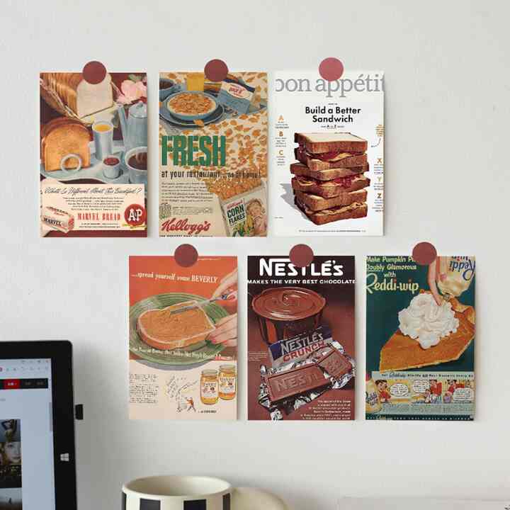 Ins American Vintage Fine Food Postcard Set