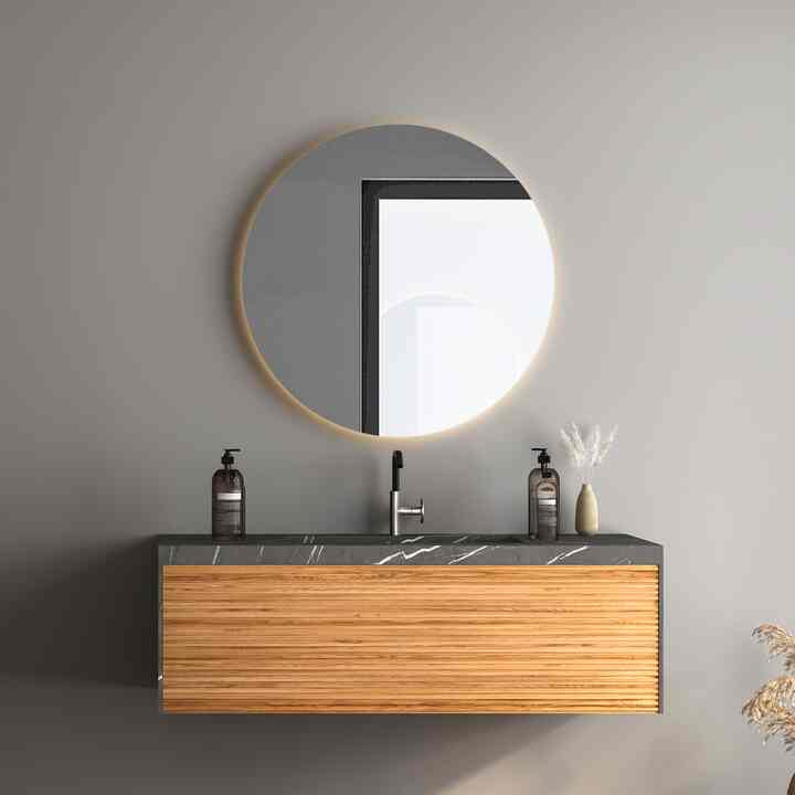 LED照明付き 円形 壁掛けミラー タッチスイッチ式［5サイズ］