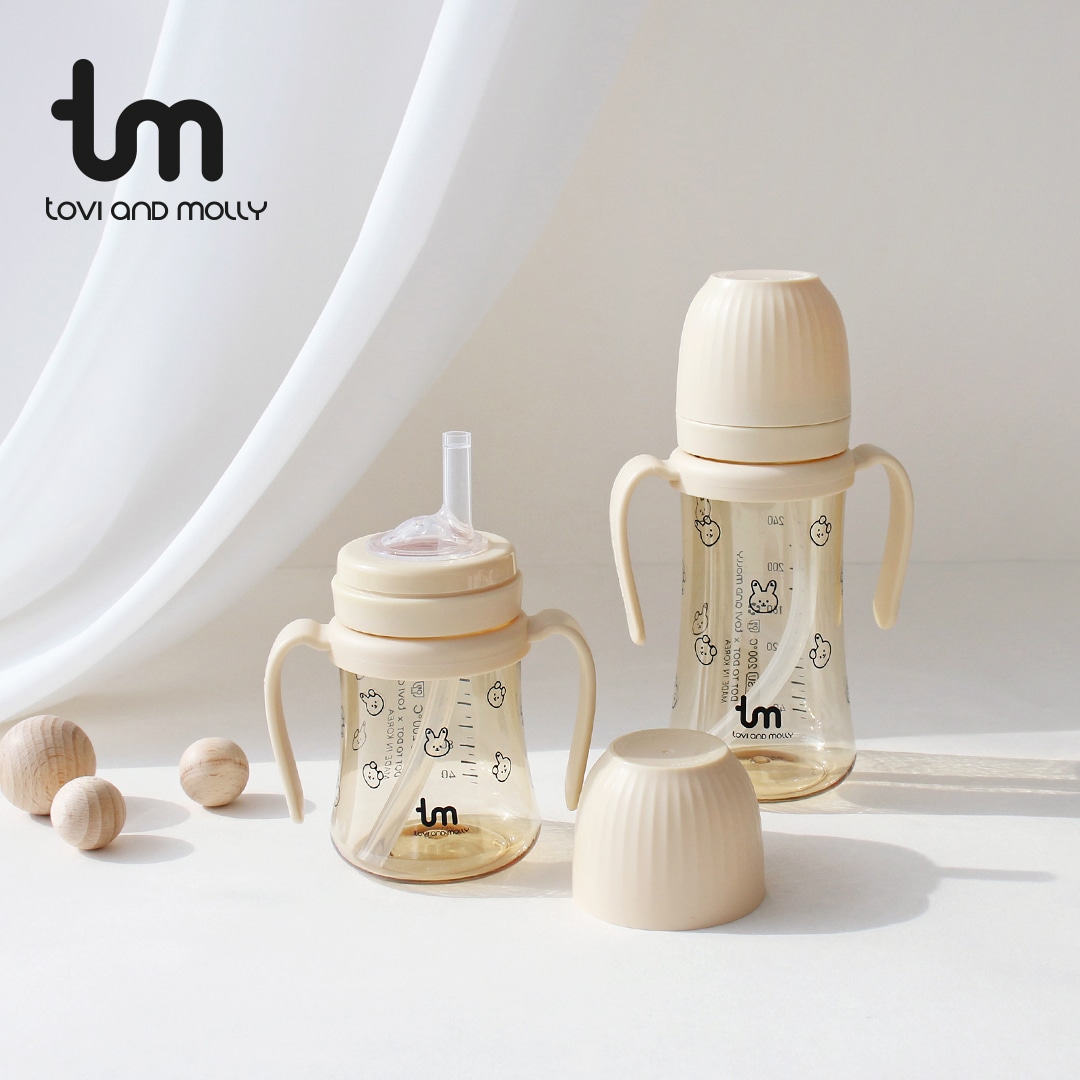 오늘의집 토비앤몰리 돗투돗 X 콜라보 브랜드 돗바니 빨대컵 280ml 화이트 / 바닐라