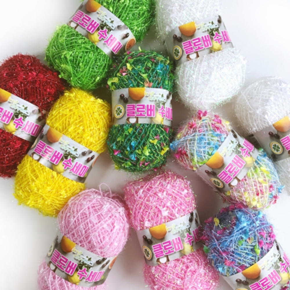 Knit Clover 수세미 뜨개실 (10+1 이벤트) 링구사 수세미실 아크릴 인형 퐁퐁