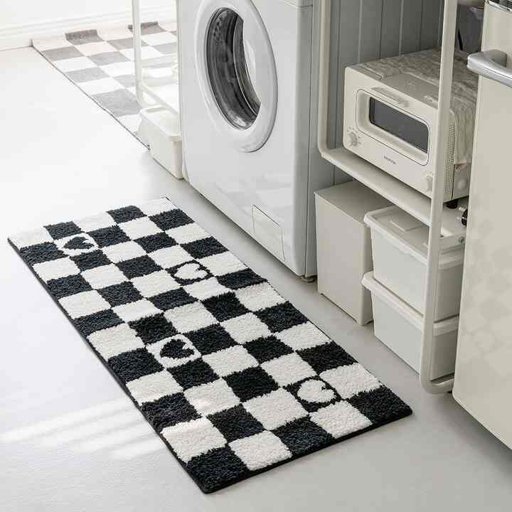 クロス チェッカーボード マット ミニラグ【3colors】