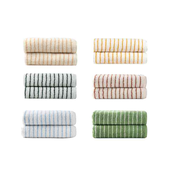 フェイスタオル 2枚セット ストライプ［6色］