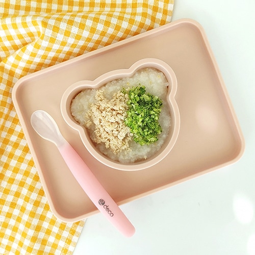오늘의집 아이주도식사를 위한 국내산 실리콘 안녕베어 이유식 플레이트