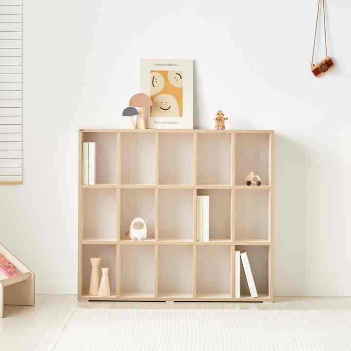 muuah キッズブックシェルフ 3段 ロータイプ［4色］