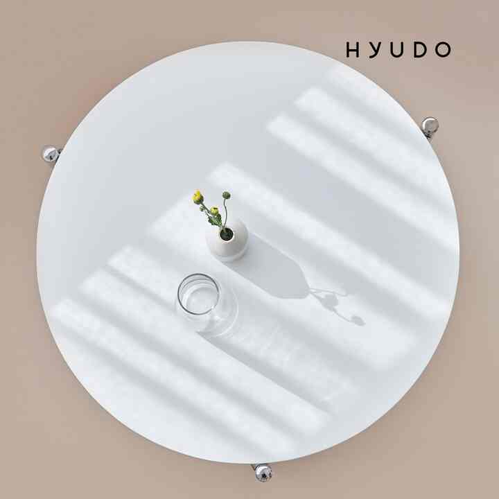 Nodeul ホワイト ラウンドクロームテーブル 800