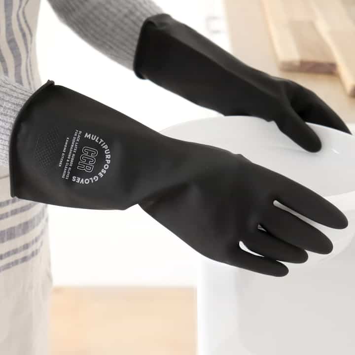 ブラック 多用途ゴム手袋 5Pセット［3サイズ］