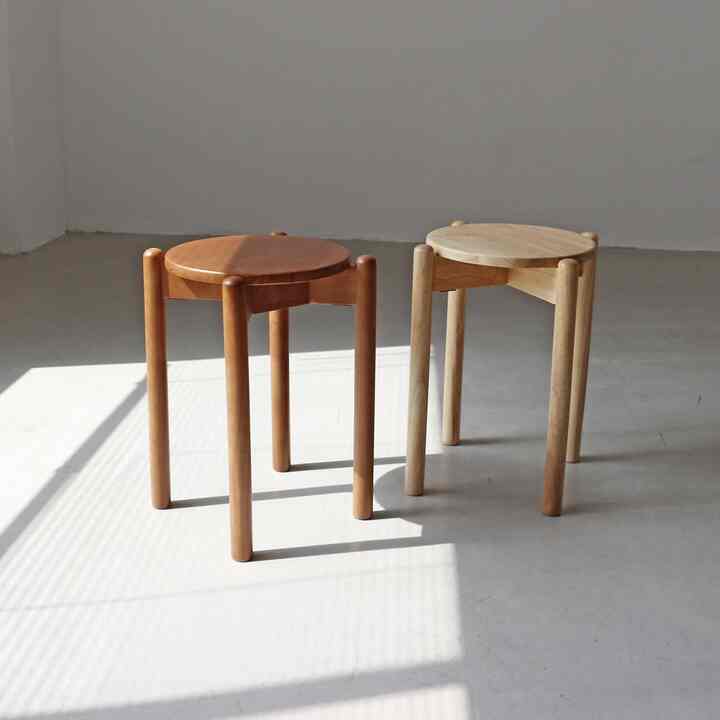  原木ミニ円形スツール［2色］