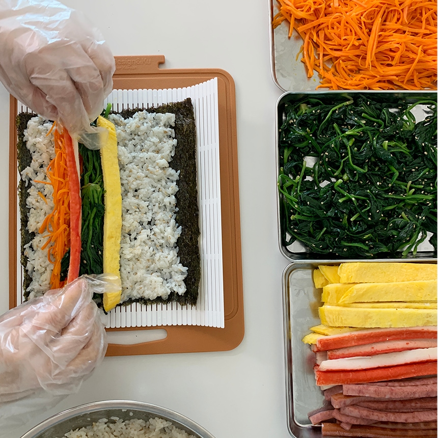 라미스홈 김밥말이 김발 세척가능 일본 화이트 PP 김밥말기 김밥발