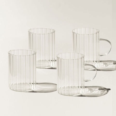 유리컵·물컵 > 2+2 플리츠 내열유리 컵 300ml 머그컵 300ml 4종세트 | 오늘의집 쇼핑