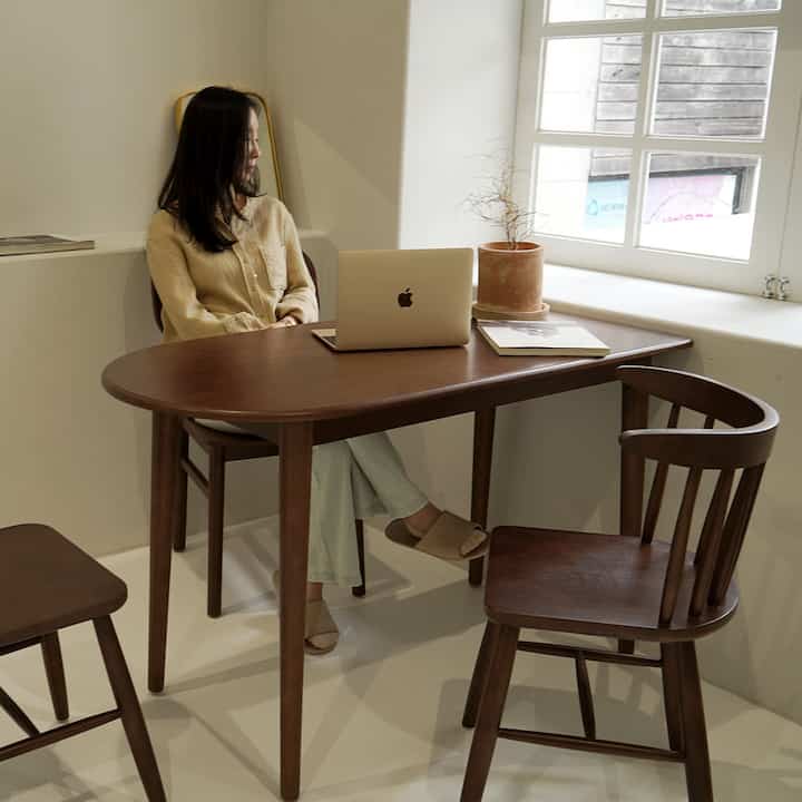 Walnut Half Oval Dining Table