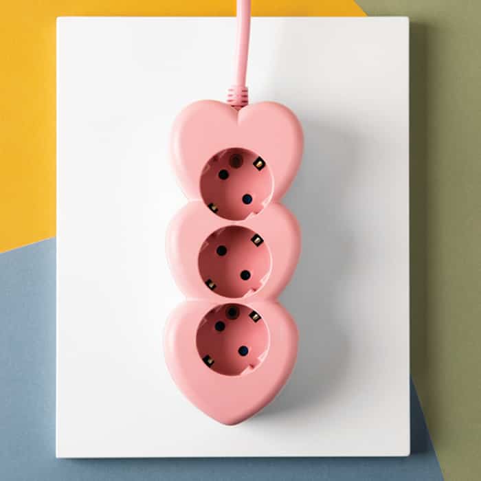 ハート 電源タップ ピンク 3口 5m