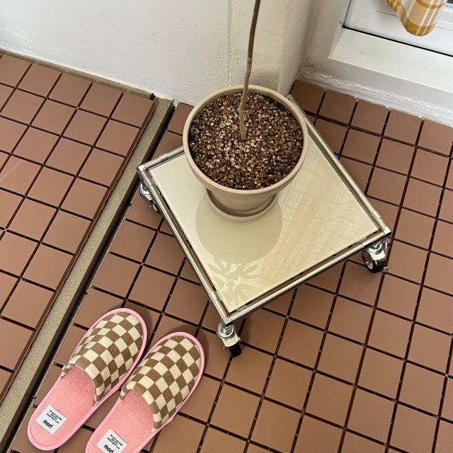 구룸아카이브 모듈 화분받침대 화분 선반 미드센츄리 이동식 철제 인테리어 식물 (완조립/강화유리)