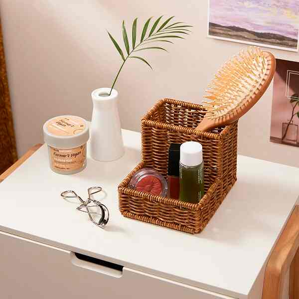 デイリー 2仕切り収納バスケット ナチュラル