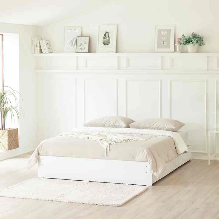 HP-MINIPIECE ワイド収納型 ヘッドレスベッド マットレスセット［6色］