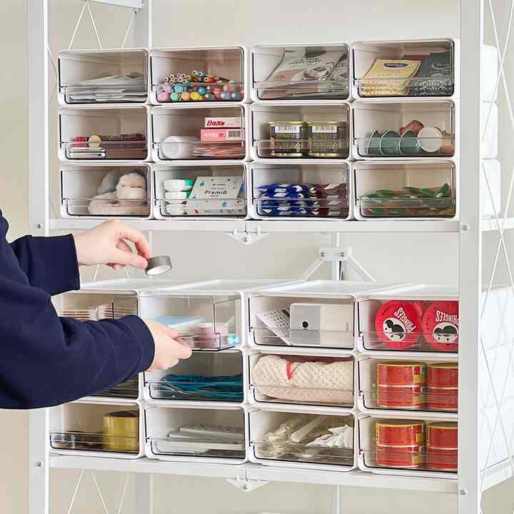 透明 引き出し式 パントリー収納ボックス 2P