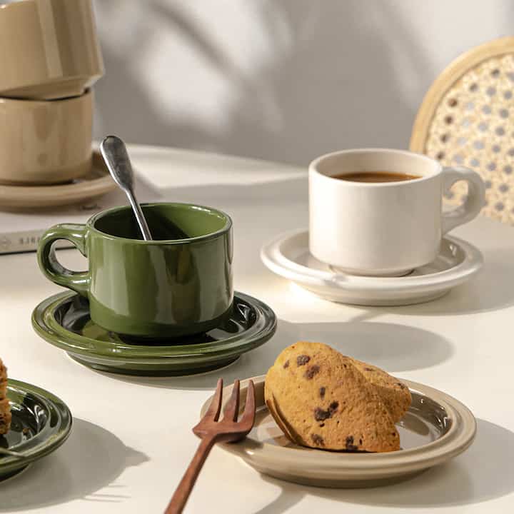 Glossy Ceramic Cup & Saucer Set