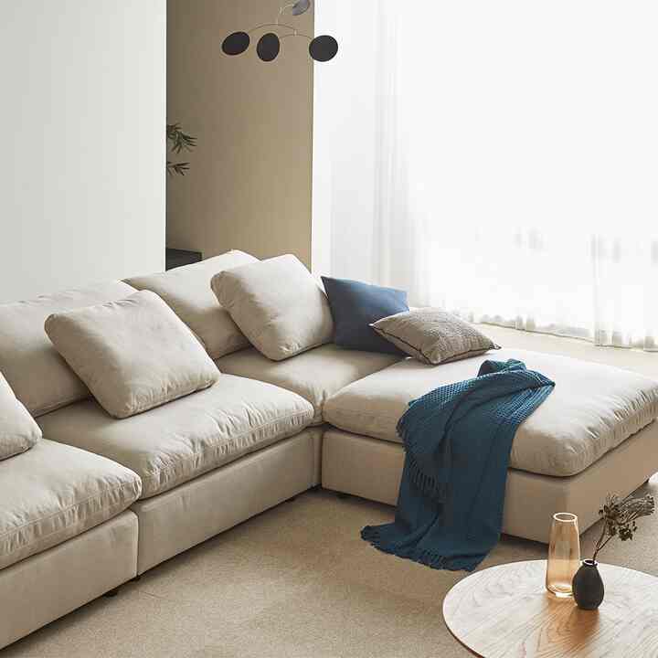 CLOUD モジュール オリジナル4人掛けソファ＆オットマンセット［2色］