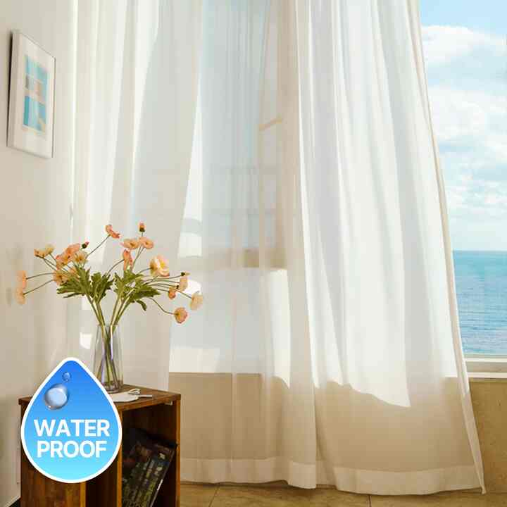 透けにくい厚手シフォン 抗菌・防汚・撥水カーテン［7種・9サイズ］