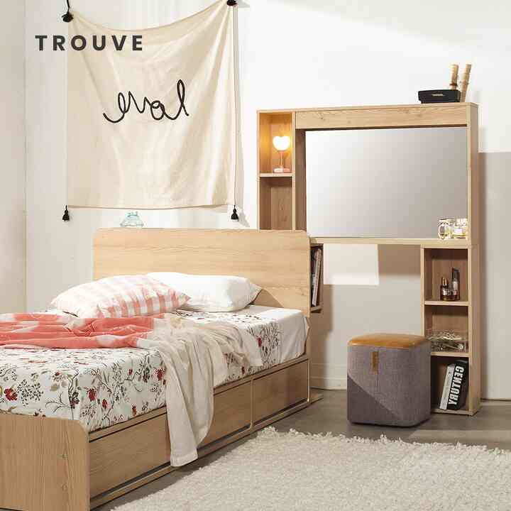 MILLY LED ドレッサー付きベッドフレーム［3色・2サイズ］