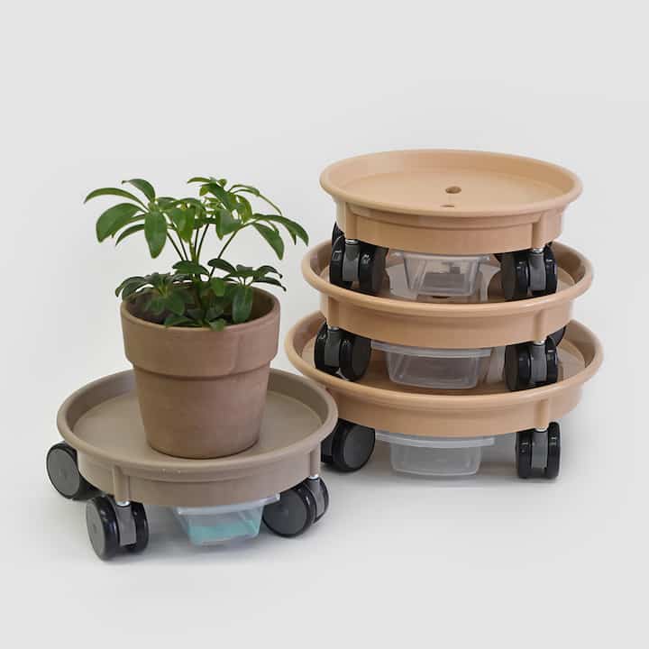 キャスター付き 円形プランタースタンド［2色・6サイズ］