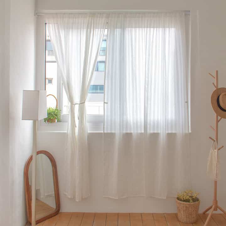 ミルク ピュア ホワイト コットン カーテン［5色］