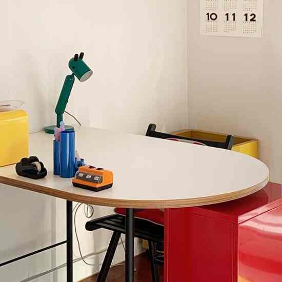 ラルームクレム 半楕円 ホワイト テーブル 2人用