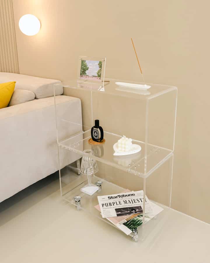 透明アクリル キャスター付きシェルフ