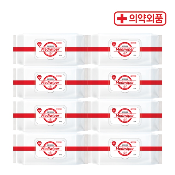메디와이퍼 소독티슈 80매x8개 휴대용 캡형 뽑아쓰는 소독티슈 알콜티슈 물티슈 손소독티슈