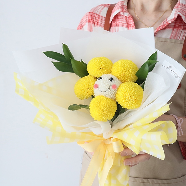 모리앤 스마일 퐁퐁 생화꽃다발 2Color 유치원행사 졸업입학 생일 기념일 이벤트