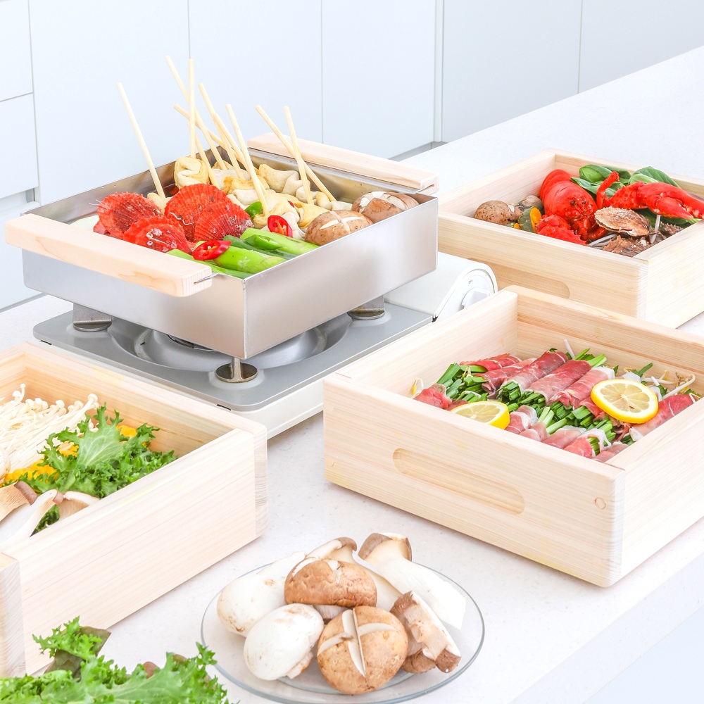 로긴 국내생산 2단 편백나무 찜기 풀세트 (찜기+물솥+손잡이)