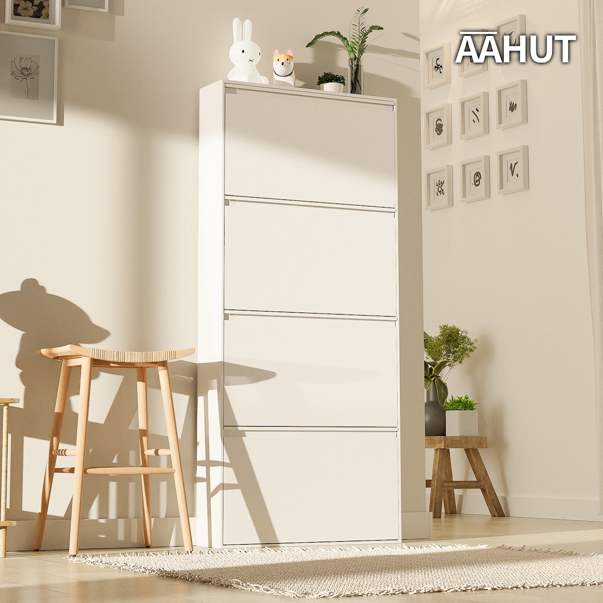 AAHUT 슬림 신발장 4단 일반형 아파트 현관 미니 틈새 수납장 정리대 2colors