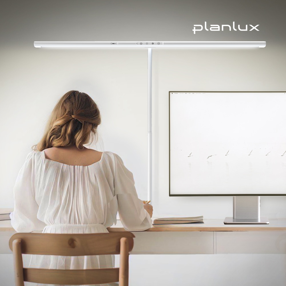 오늘의집 플랜룩스 모티프로 LED 와이드 책상 스탠드 조명 플리커프리 공부 독서등 모니터조명