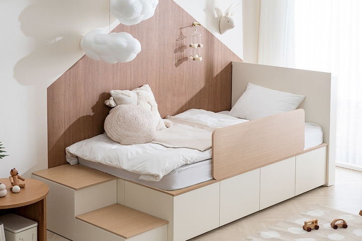 모노 벙커 슬라이딩 빅서랍 침대프레임(안전가드+계단포함)