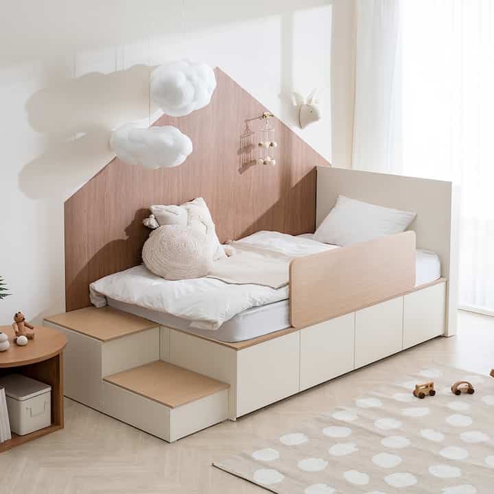 MONO SLIDING BUNKER 収納付きベッドフレーム［2色・2種・4サイズ］