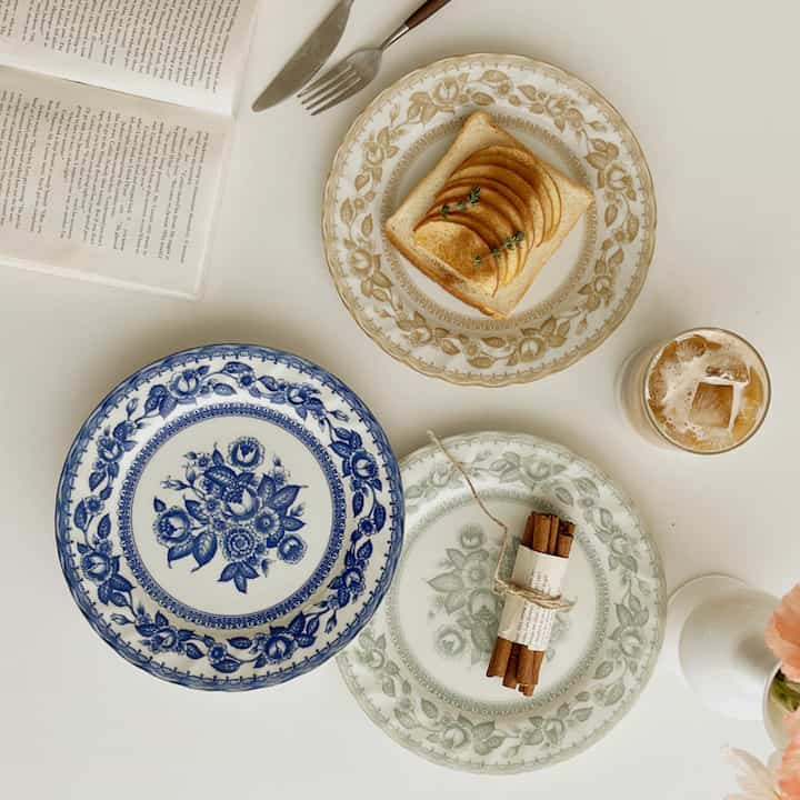 Vintage Floral Dessert Plate