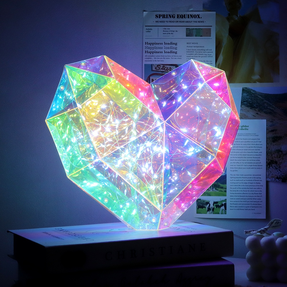 아트조이 프리즘 오로라 LED 레터링 이니셜 홀로그램 무드등 이벤트 파티조명 하트 (2colors)