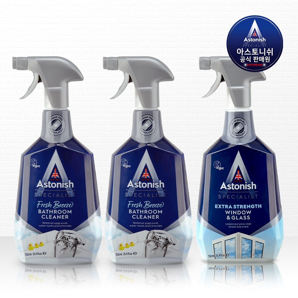 아스토니쉬 배스룸 클리너 750ml 2개+윈도우클리너 750ml 1개