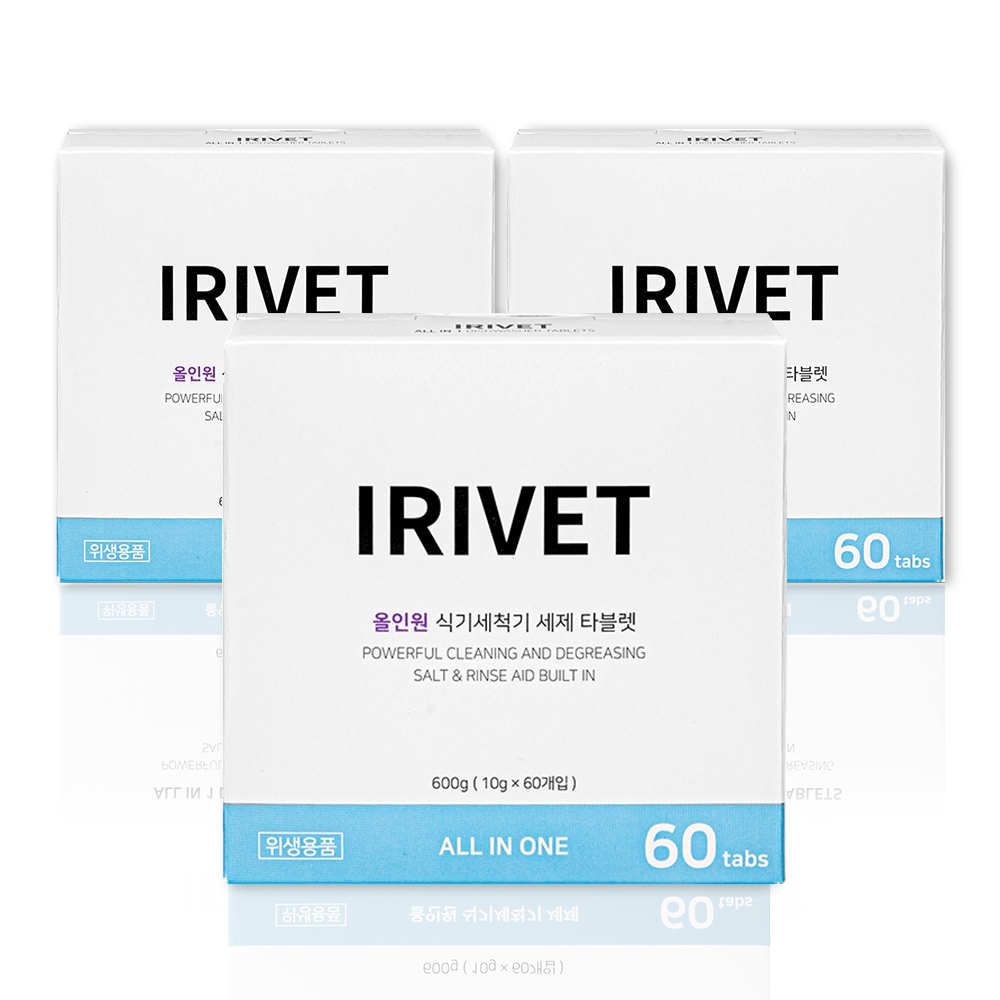 아이리벳 올인원 식기세척기세제 타블렛 60개입 3박스