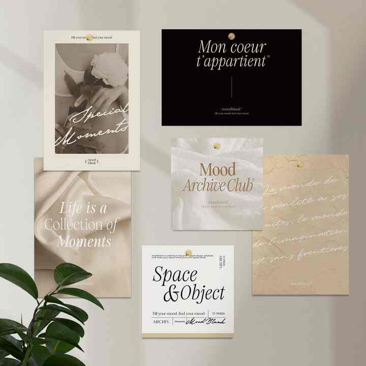 インテリアポストカード 6枚セット ブラック＆ベージュ