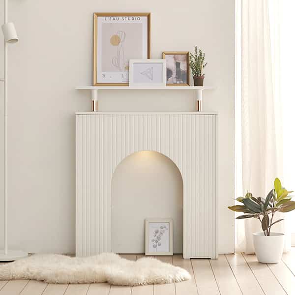 Reve 80cm LED マントルピース 収納棚［2色］