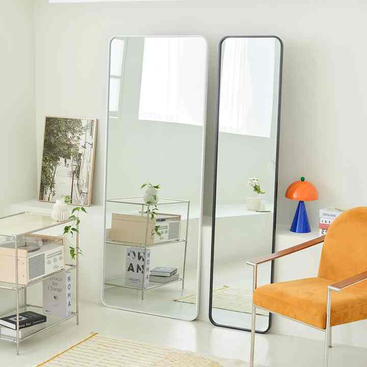 NODE スチールフレーム ラウンド 全身ミラー［2色・2サイズ］