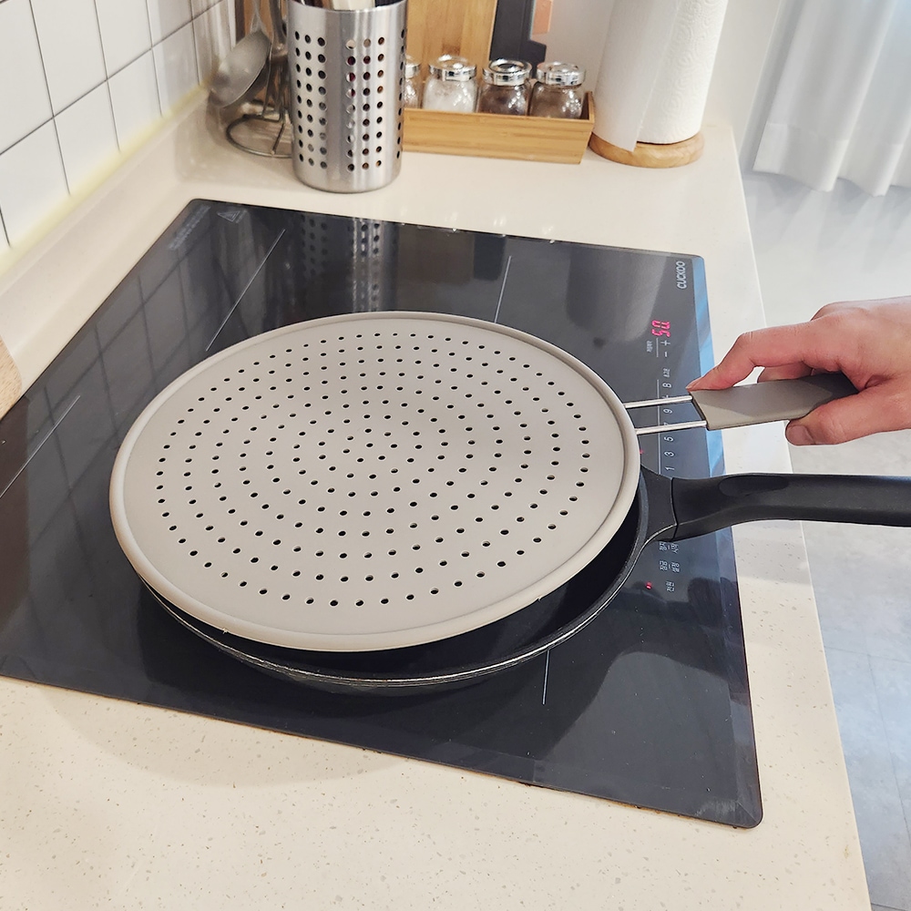 원스페이스 실리콘 후라이팬 덮개 뚜껑 커버 기름튐방지 30cm